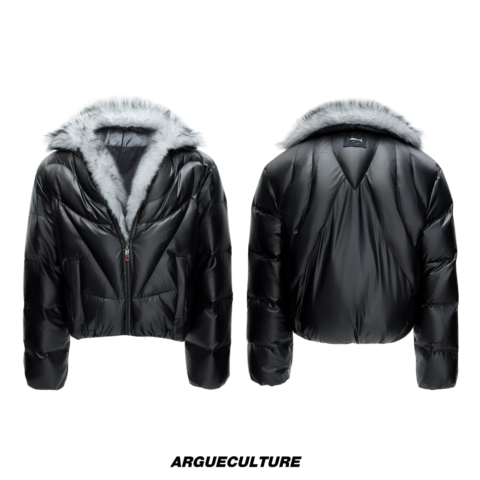 Asymmetric Black Duck Down Jacket | Winter Outerwear - Black Top