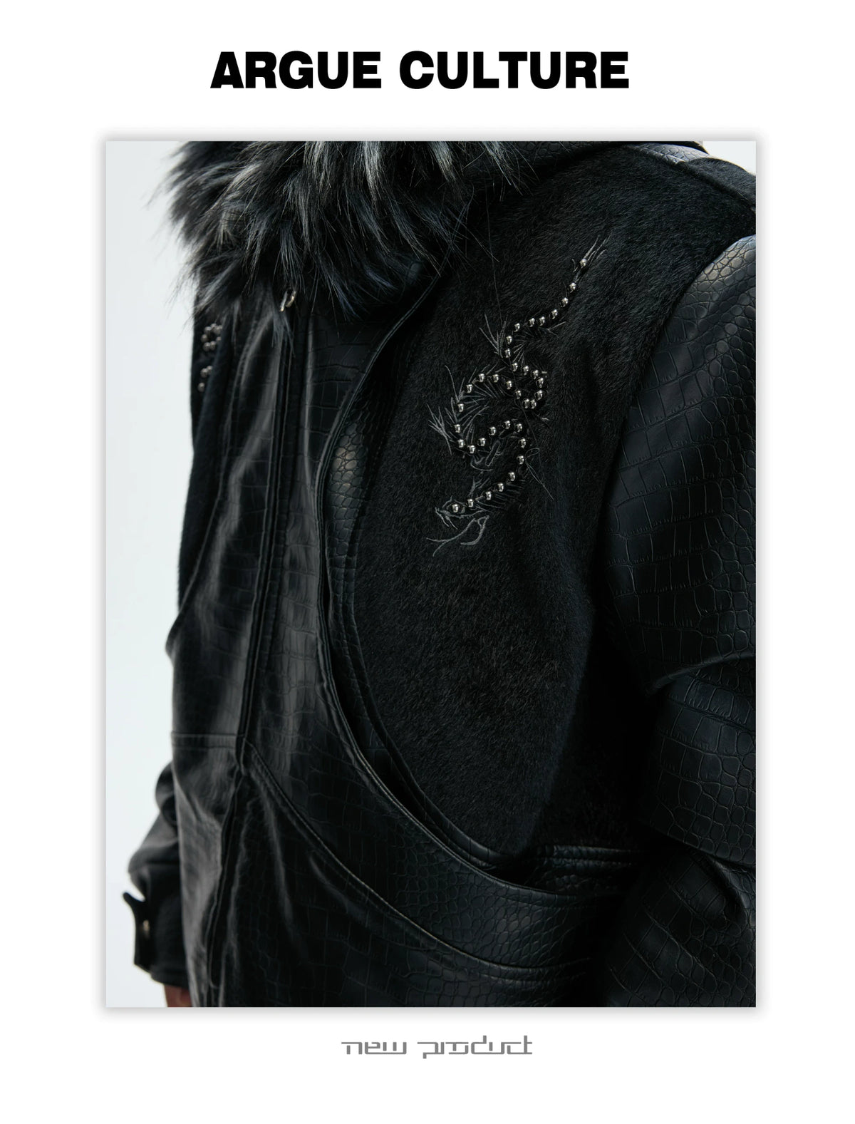 Crocodile-Textured Hooded Padded Jacket | Loose Fit - description image 9
