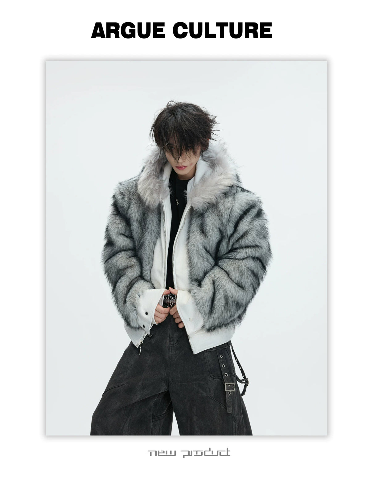 Crocodile-Textured Hooded Padded Jacket | Loose Fit - description image 22