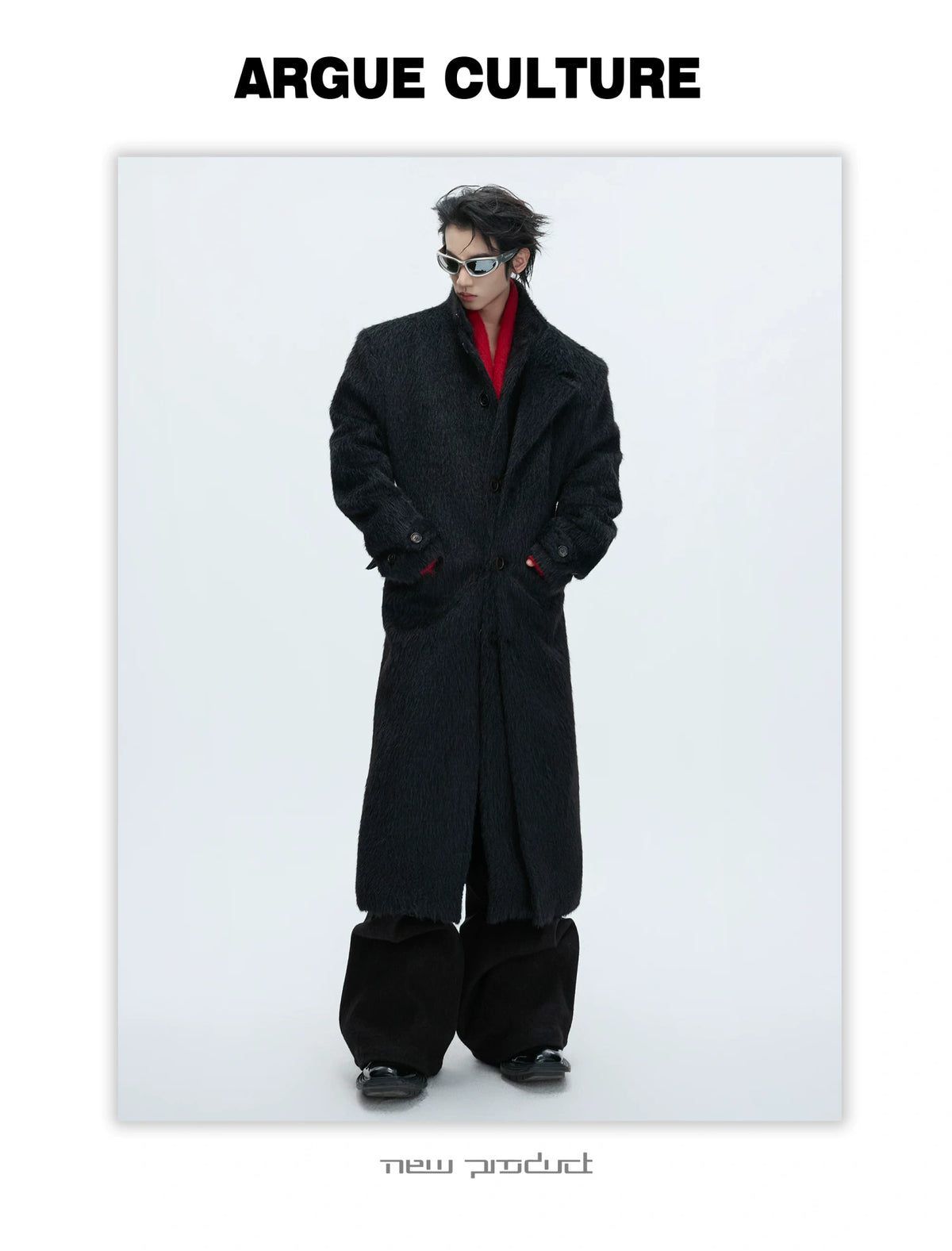 Longline Cotton-Wool Double-Breasted Coat | Argue - description image 2