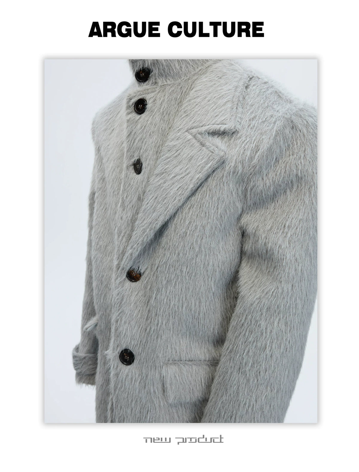 Longline Cotton-Wool Double-Breasted Coat | Argue - description image 4