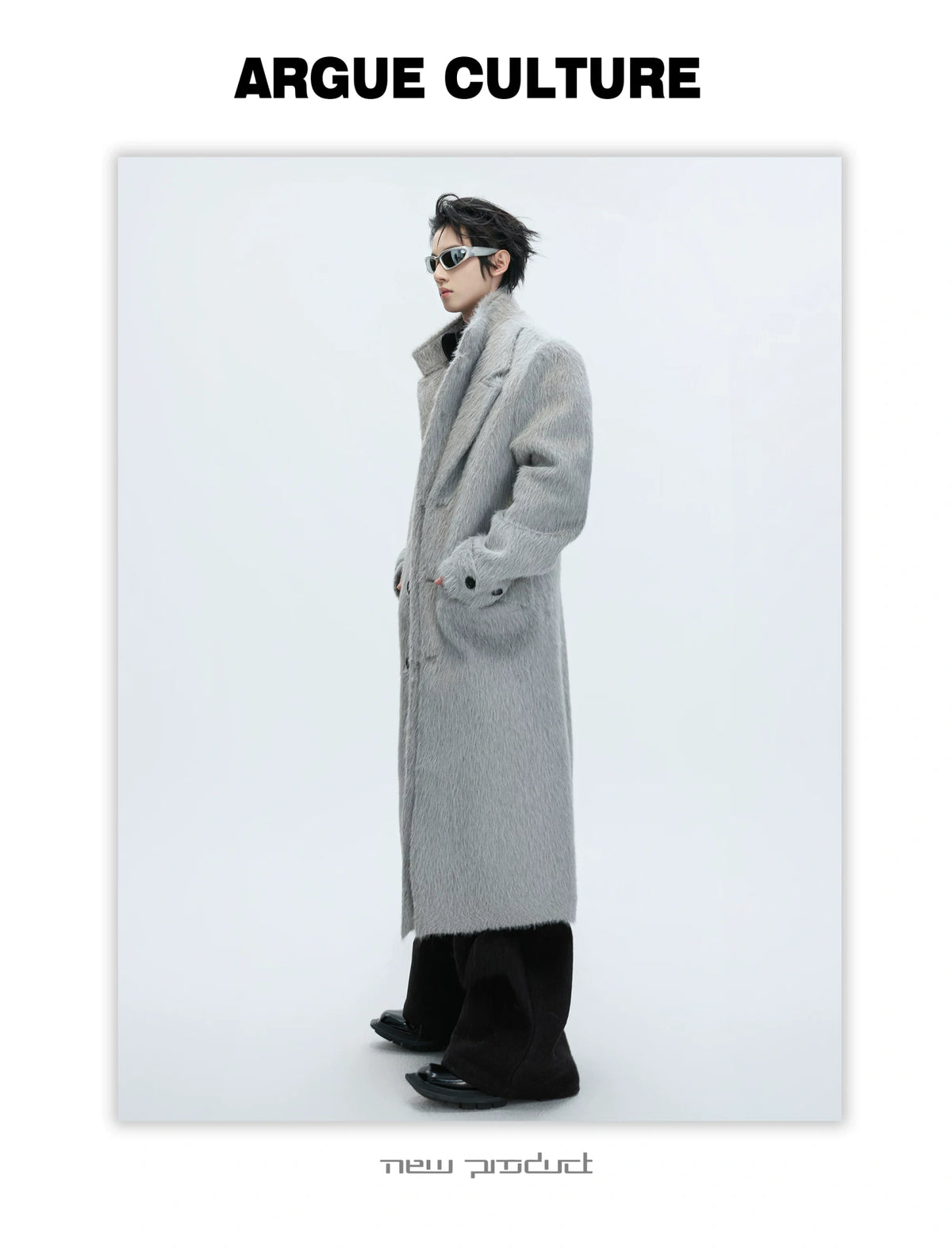 Longline Cotton-Wool Double-Breasted Coat | Argue - description image 6