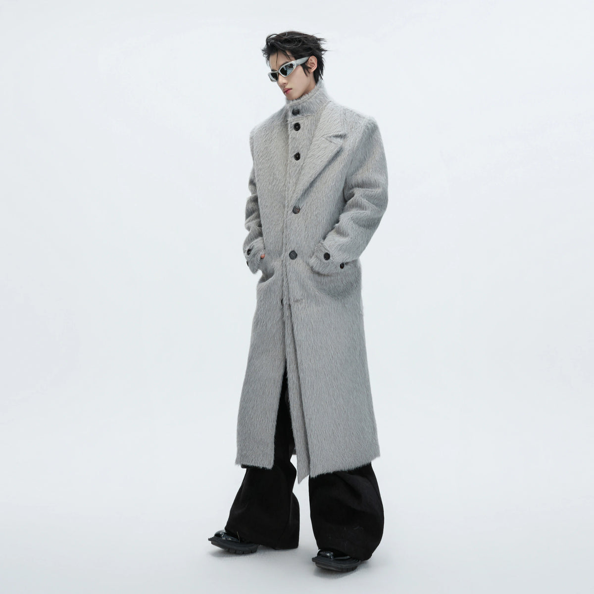 Longline Cotton-Wool Double-Breasted Coat | Argue - main image 1