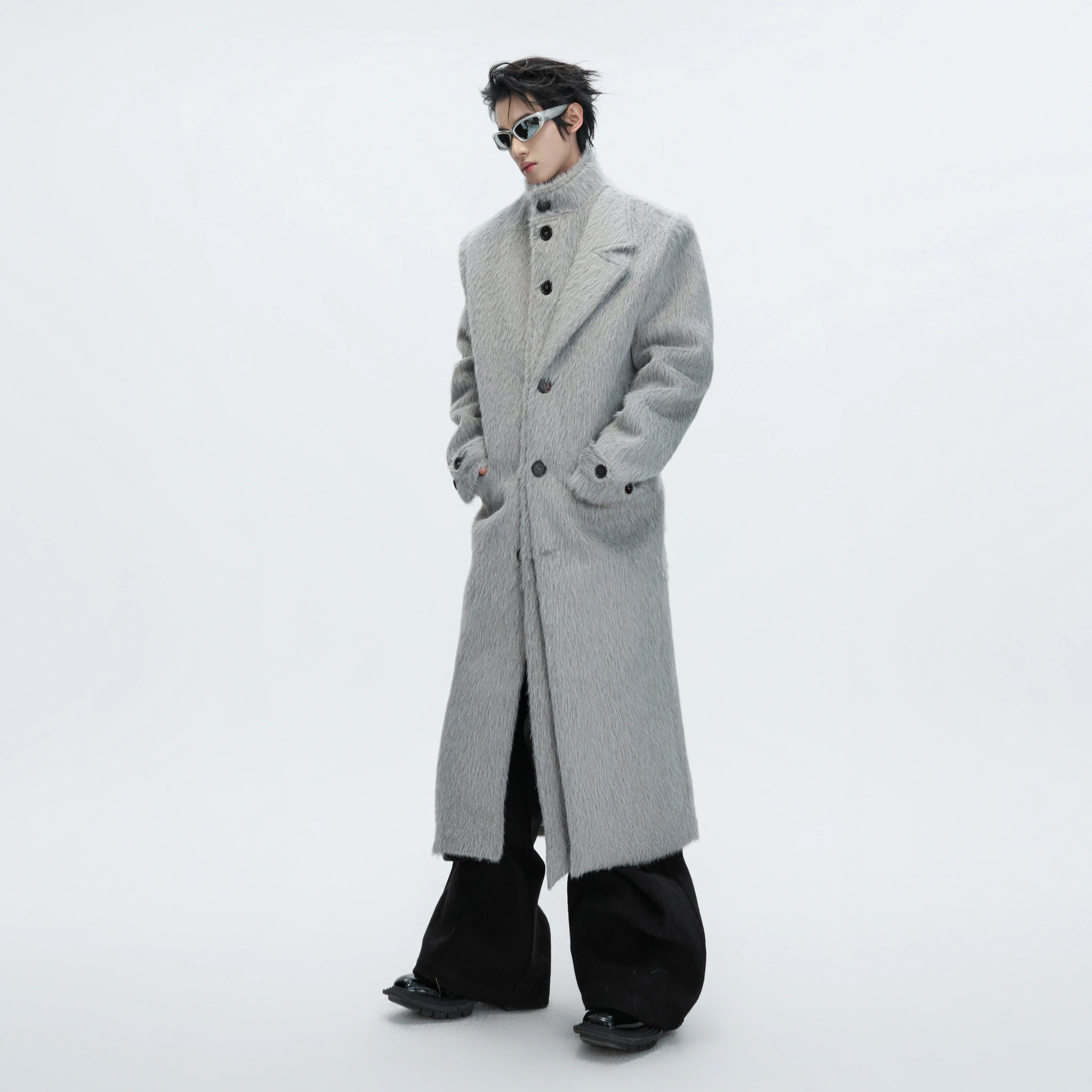Longline Cotton-Wool Double-Breasted Coat | Argue - main image 1