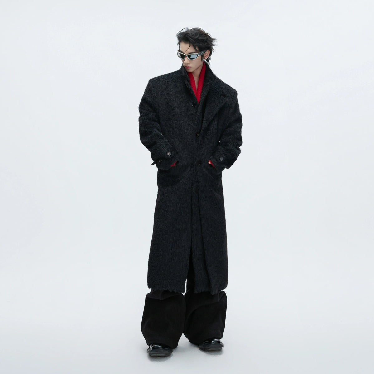 Longline Cotton-Wool Double-Breasted Coat | Argue - main image 2