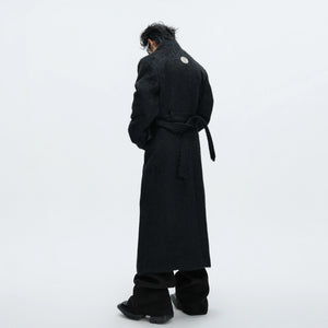 Longline Cotton-Wool Double-Breasted Coat | Argue - main image 3