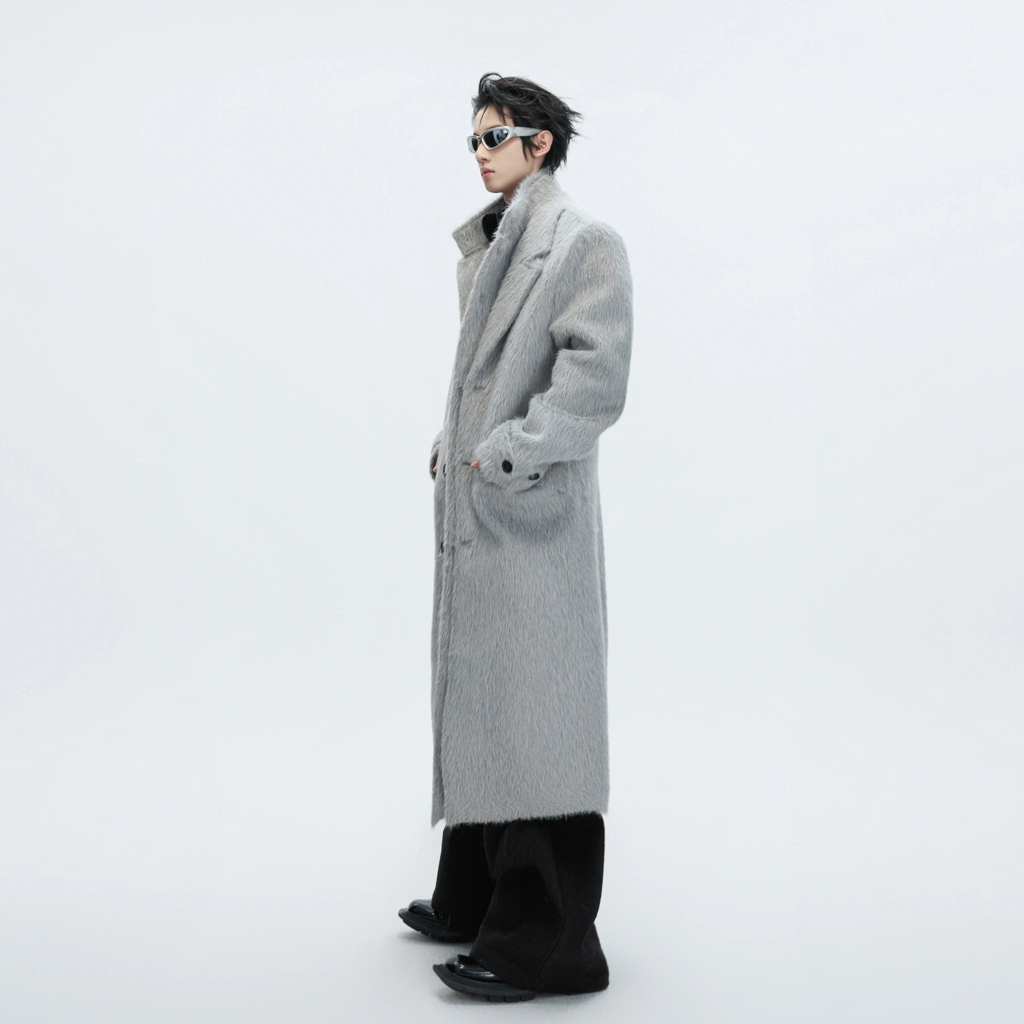 Longline Cotton-Wool Double-Breasted Coat | Argue - main image 4