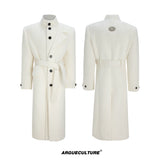 Longline Cotton-Wool Double-Breasted Coat | Argue - Off-White Top