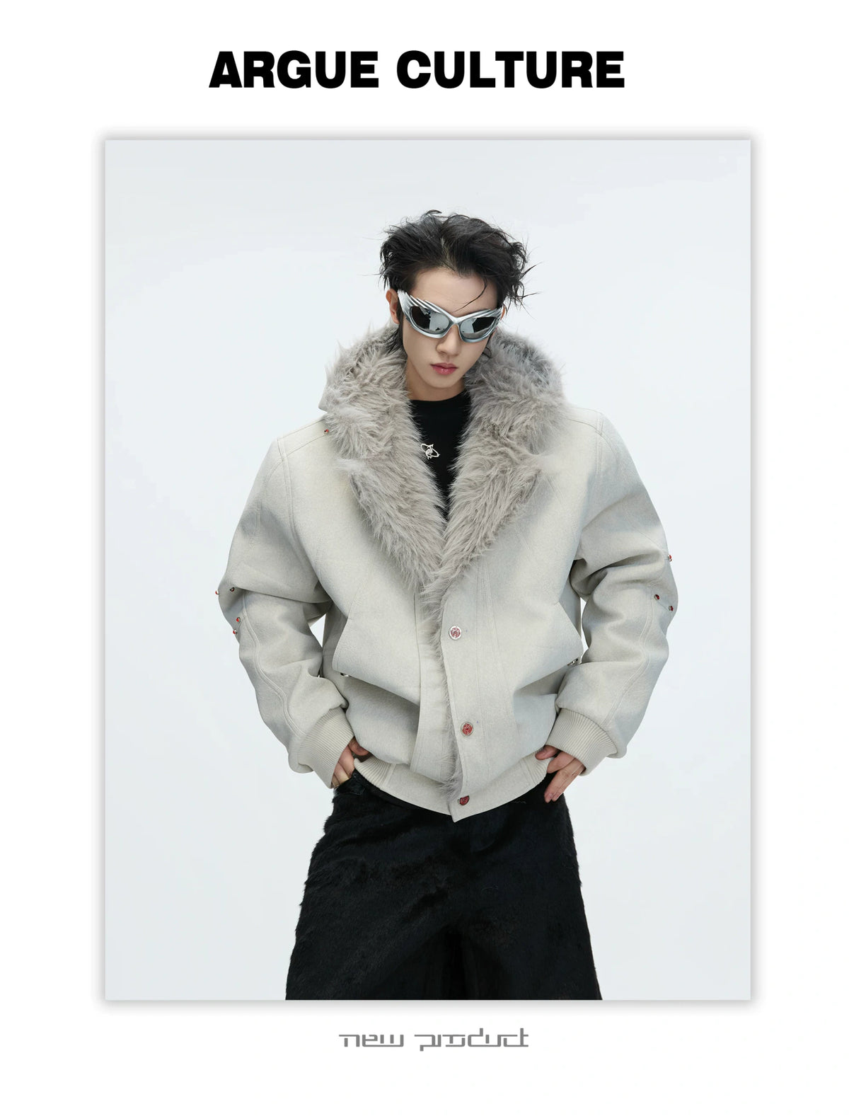 Relaxed Hooded Padded Jacket in Faux Leather-Cotton Blend - description image 2