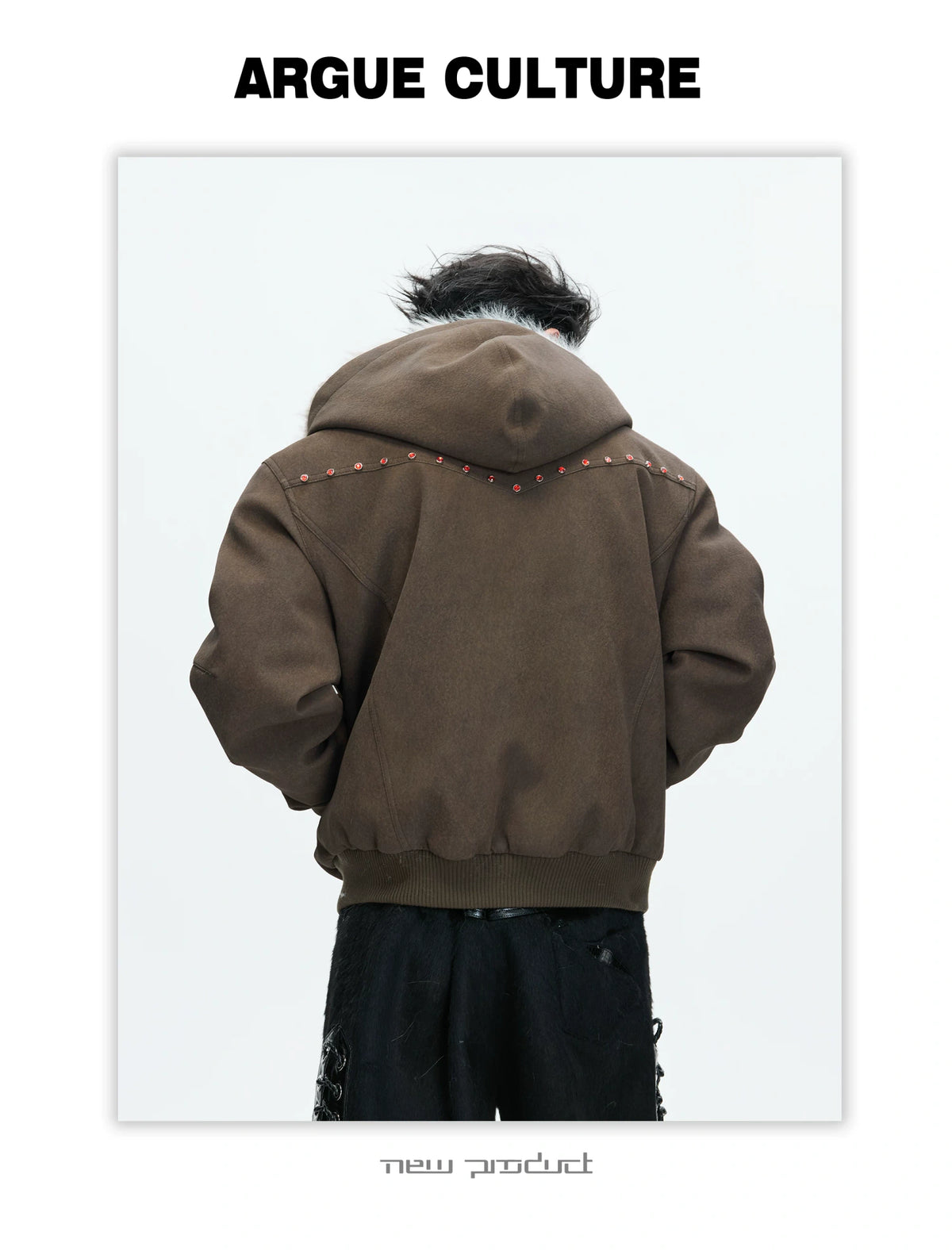 Relaxed Hooded Padded Jacket in Faux Leather-Cotton Blend - description image 5