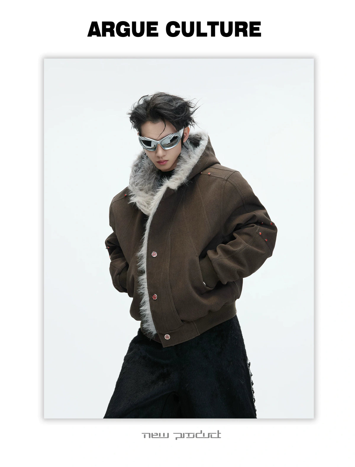 Relaxed Hooded Padded Jacket in Faux Leather-Cotton Blend - description image 6
