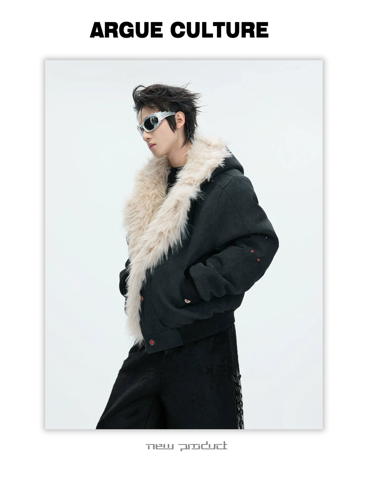 Relaxed Hooded Padded Jacket in Faux Leather-Cotton Blend - description image 10