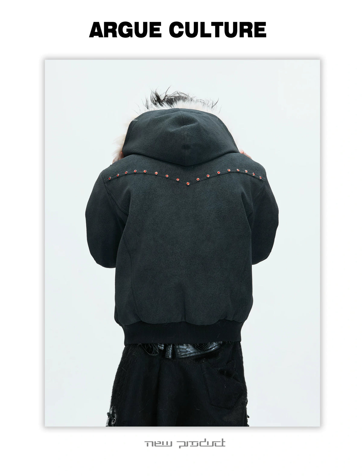 Relaxed Hooded Padded Jacket in Faux Leather-Cotton Blend - description image 11