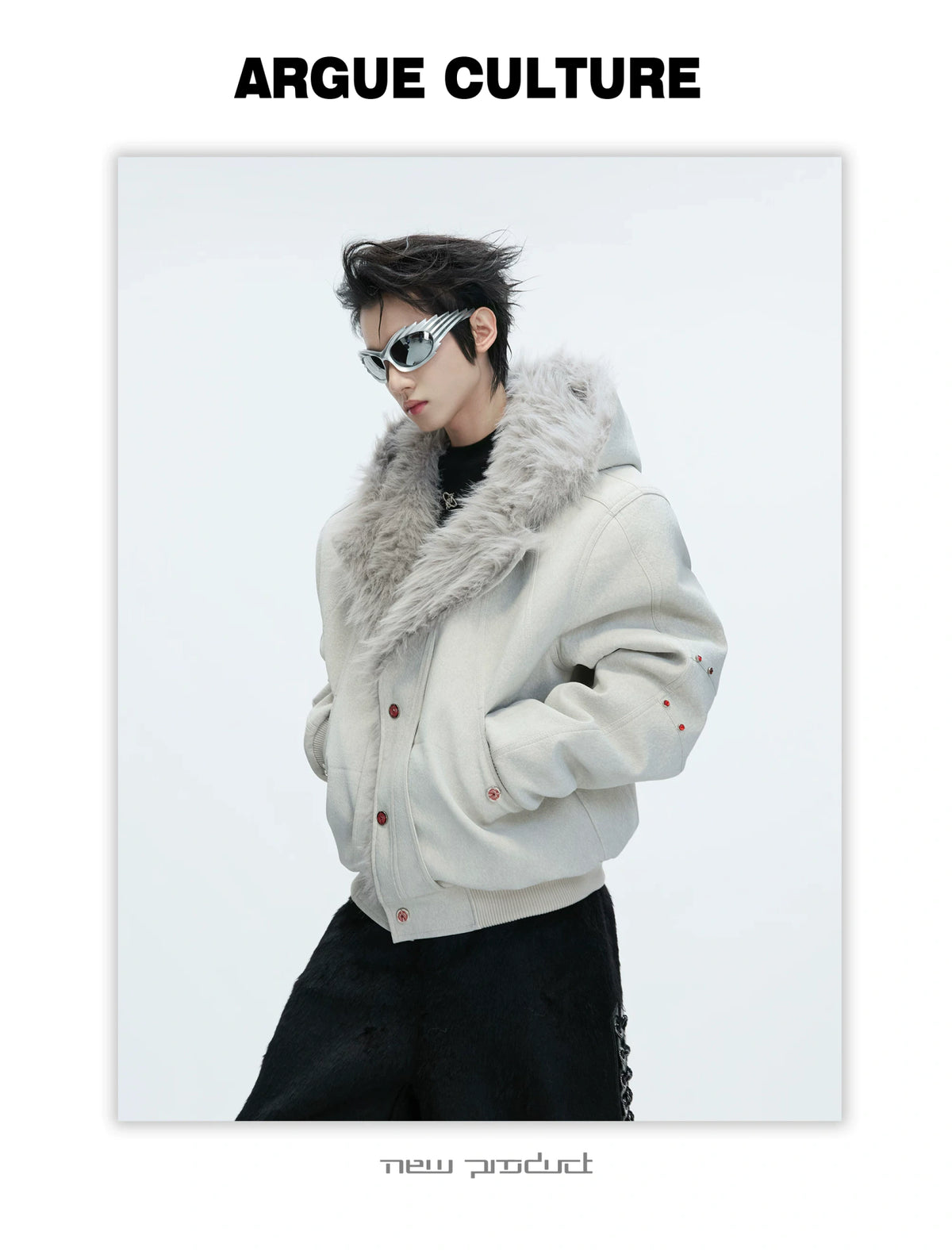 Relaxed Hooded Padded Jacket in Faux Leather-Cotton Blend - description image 13