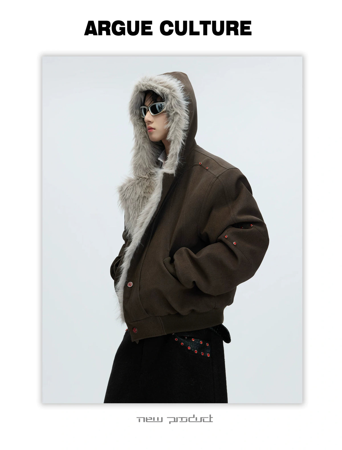 Relaxed Hooded Padded Jacket in Faux Leather-Cotton Blend - description image 15