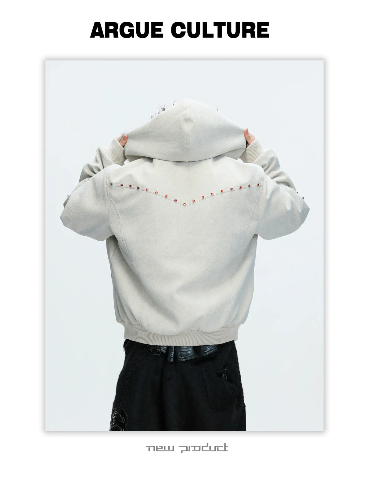 Relaxed Hooded Padded Jacket in Faux Leather-Cotton Blend - description image 16