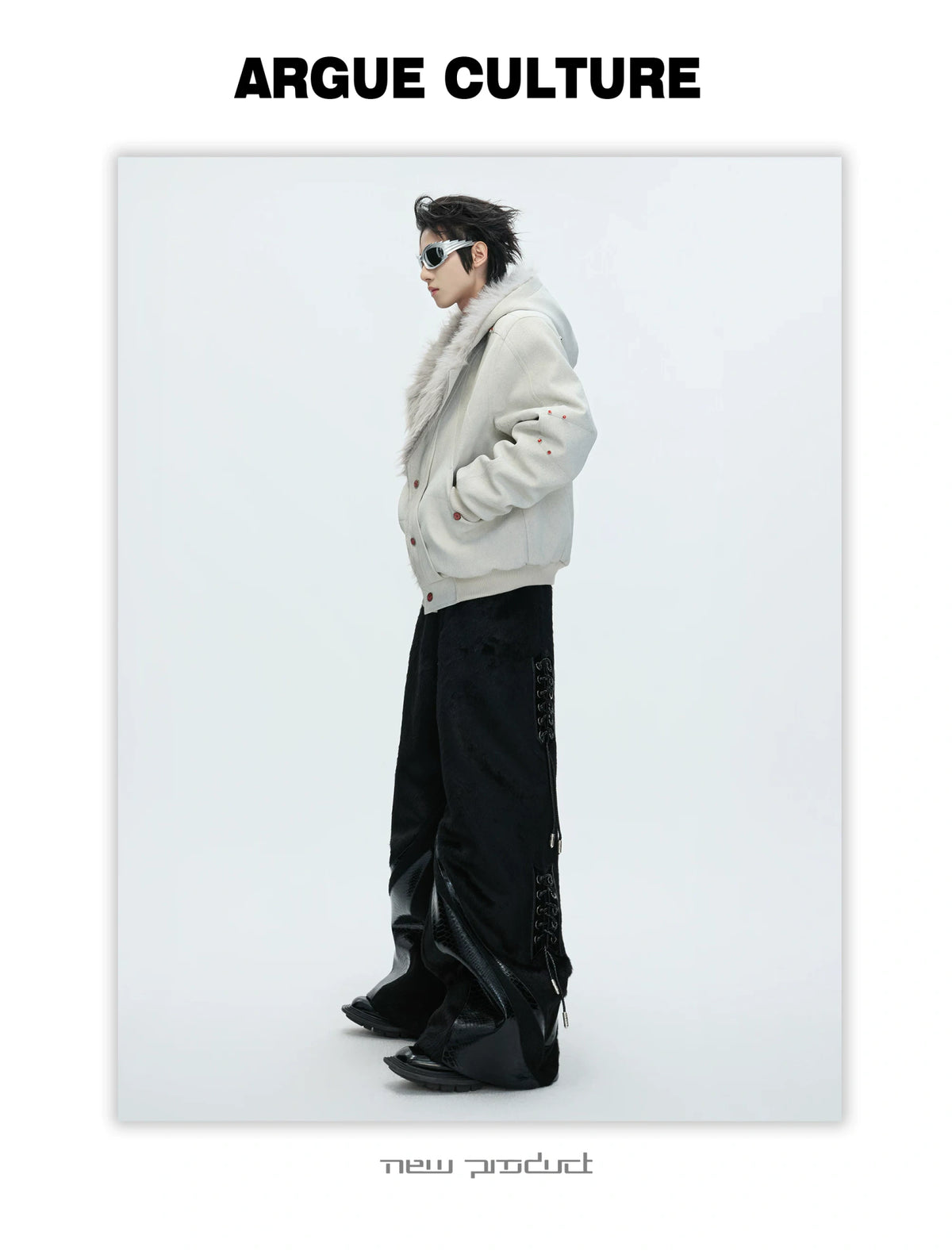Relaxed Hooded Padded Jacket in Faux Leather-Cotton Blend - description image 17