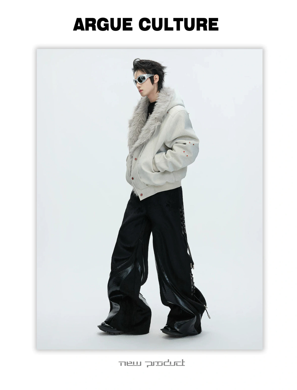 Relaxed Hooded Padded Jacket in Faux Leather-Cotton Blend - description image 18