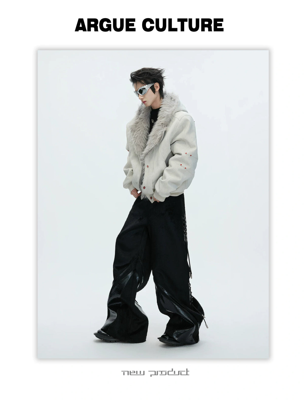 Relaxed Hooded Padded Jacket in Faux Leather-Cotton Blend - description image 19