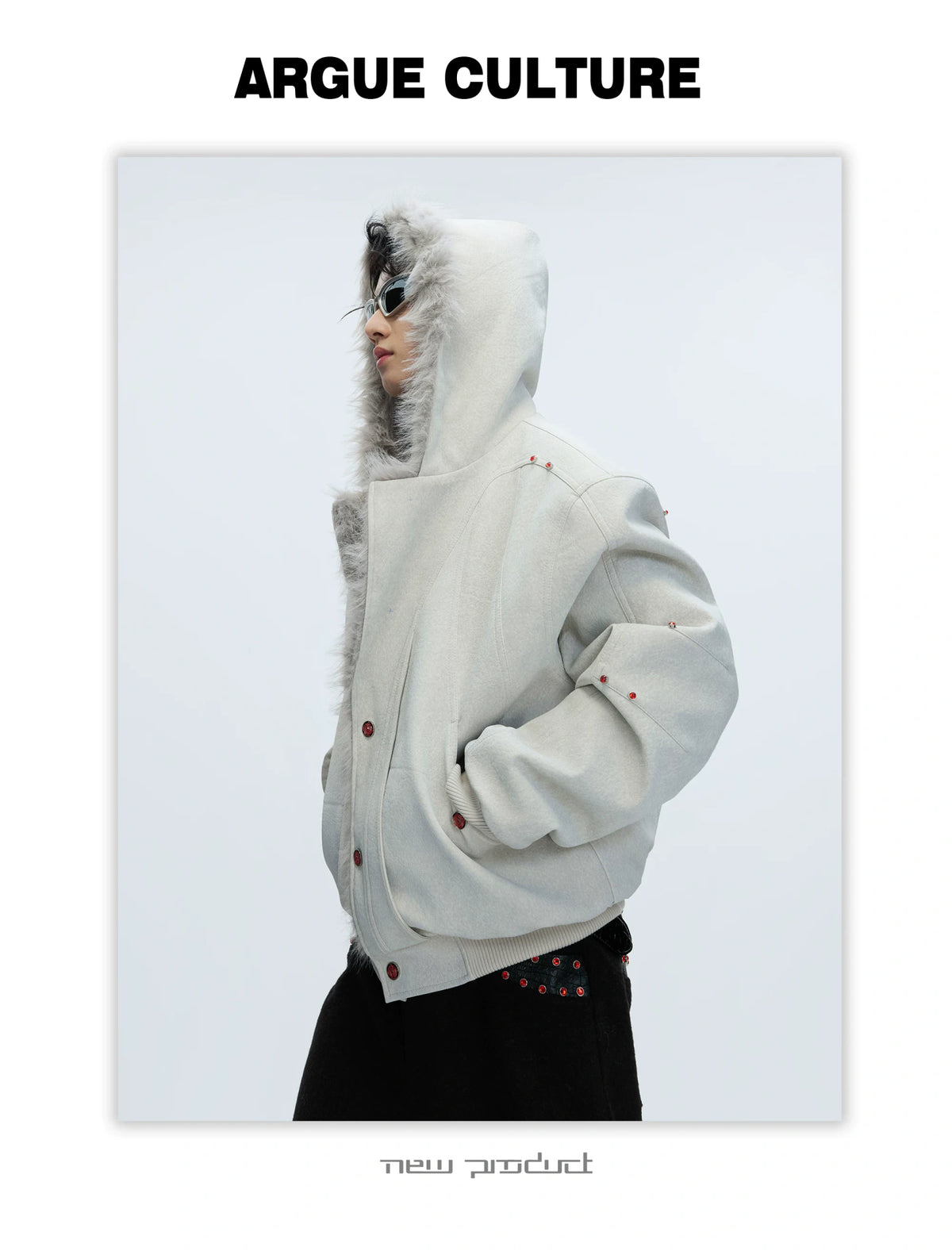 Relaxed Hooded Padded Jacket in Faux Leather-Cotton Blend - description image 21