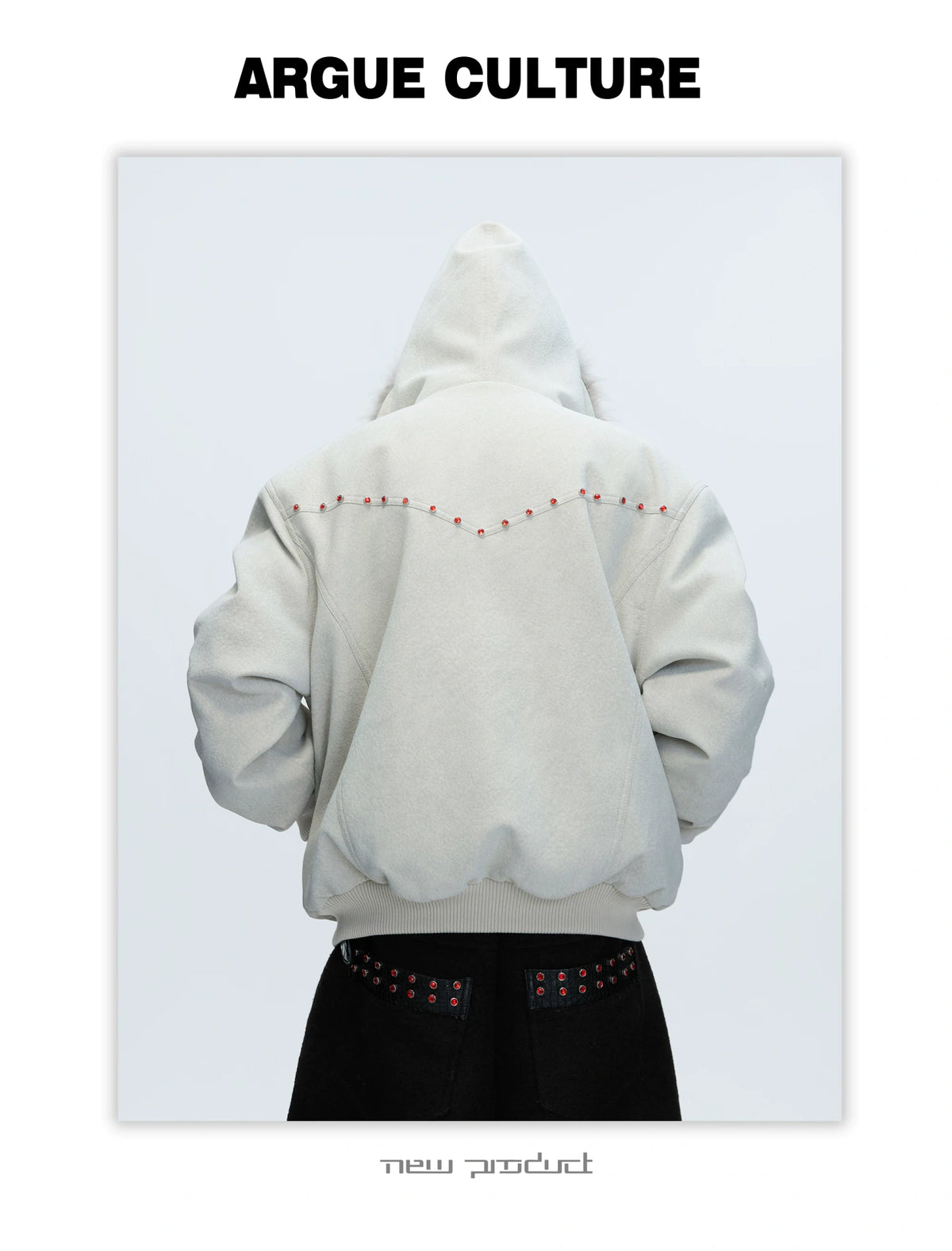Relaxed Hooded Padded Jacket in Faux Leather-Cotton Blend - description image 22