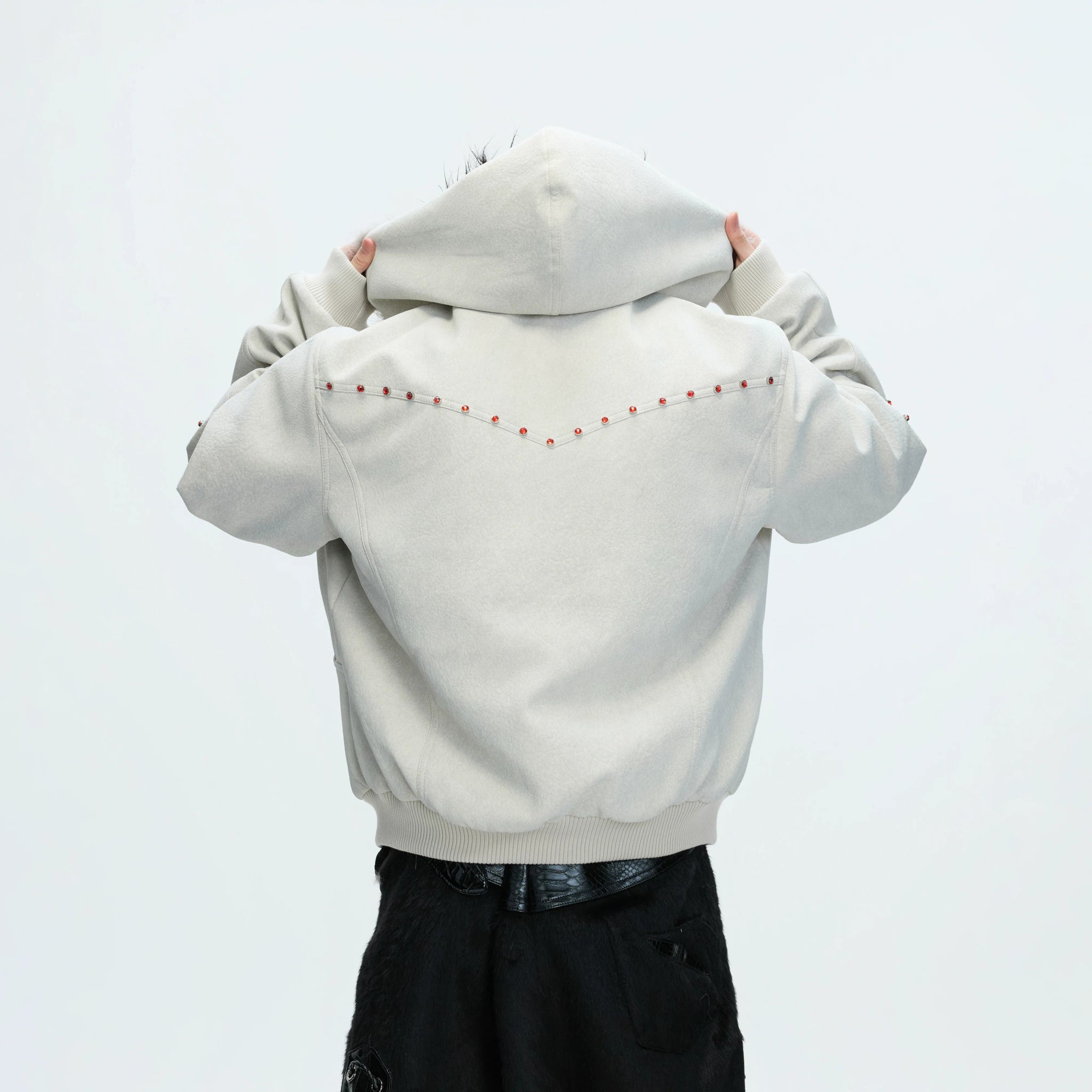 Relaxed Hooded Padded Jacket in Faux Leather-Cotton Blend - main image 3