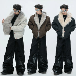 Relaxed Hooded Padded Jacket in Faux Leather-Cotton Blend - main image 5