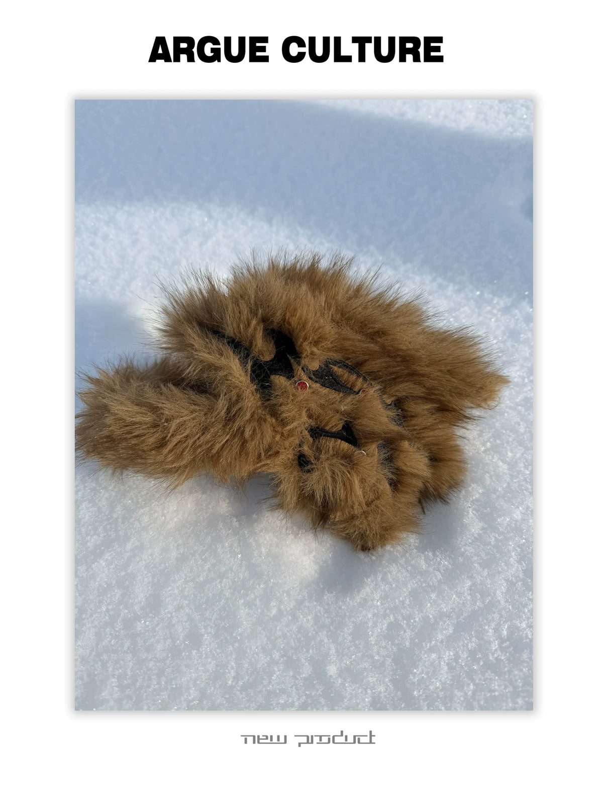Faux Snow Fox Fur Thorn-Splice Earmuffs in Brown - description image 2
