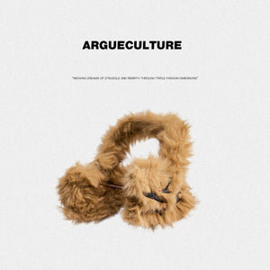Faux Snow Fox Fur Thorn-Splice Earmuffs in Brown - main image 1