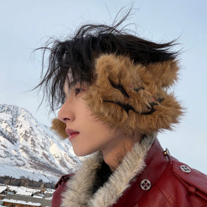 Faux Snow Fox Fur Thorn-Splice Earmuffs in Brown - main image 3