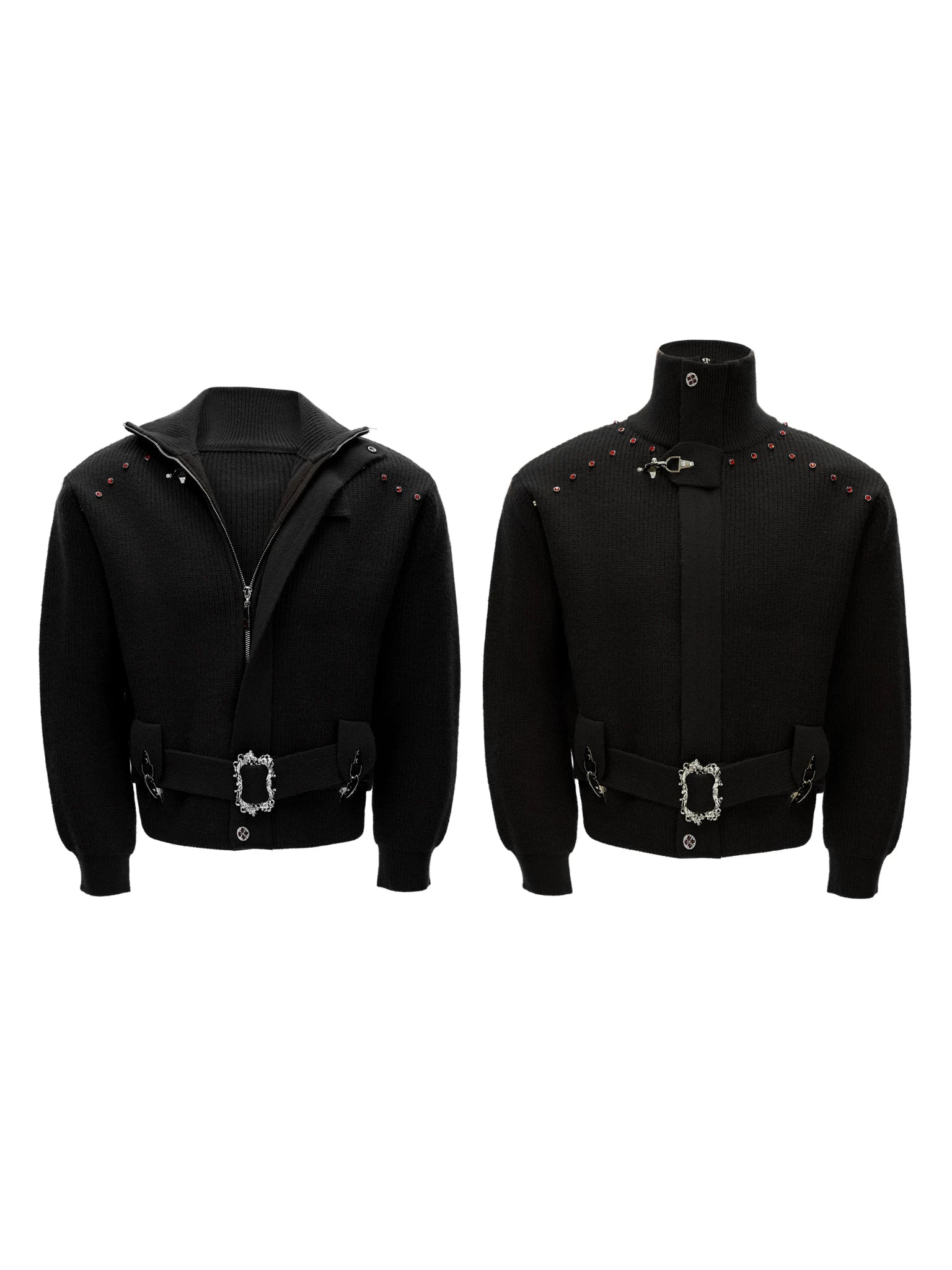 Cinch-Waist Wool Blend Jacket with Stand Collar - main image 2