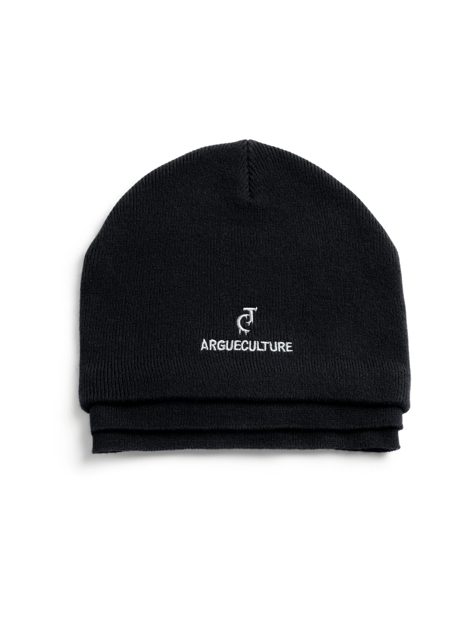 Black Fleece-Lined Faux-Layer Knit Beanie - main image 5