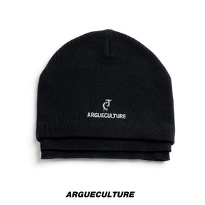 Black Fleece-Lined Faux-Layer Knit Beanie - Black