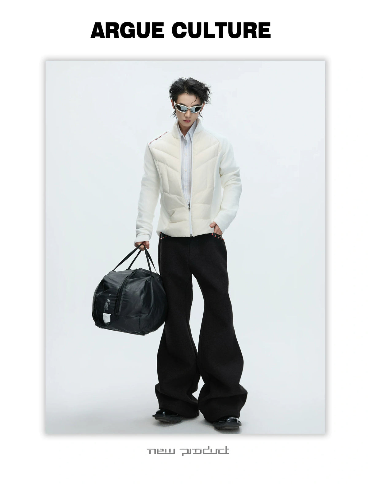 Cotton Down Jacket with Stand Collar | Spliced Outerwear - description image 8