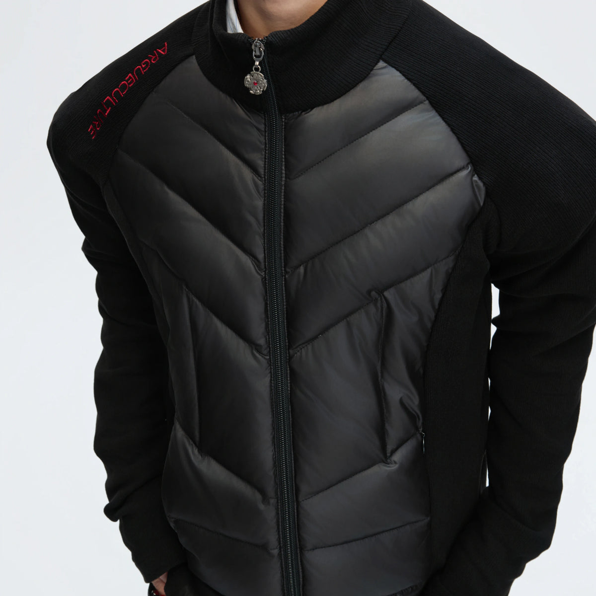 Cotton Down Jacket with Stand Collar | Spliced Outerwear - main image 4