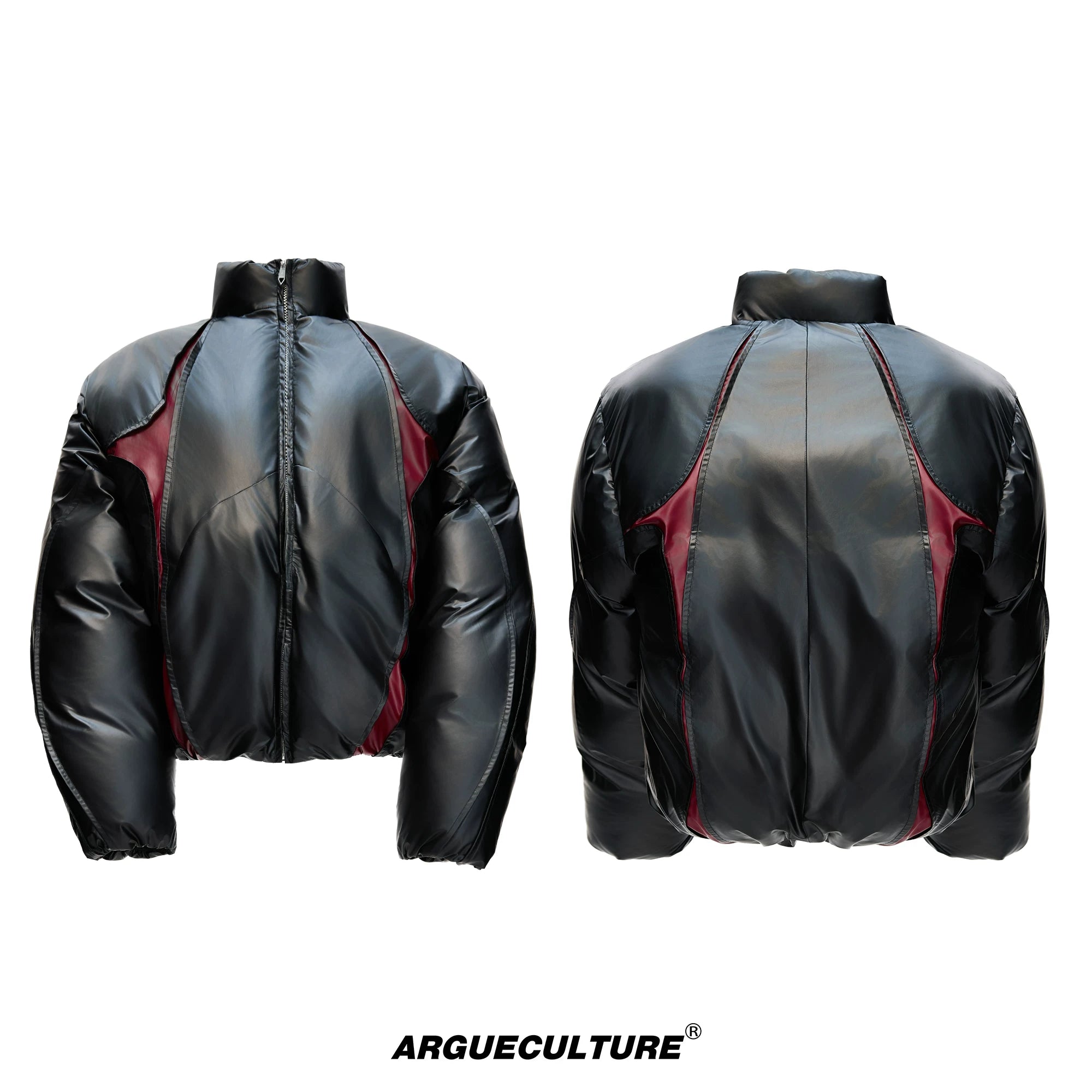 Deconstructed Color-Panel Padded Jacket for Winter - Black