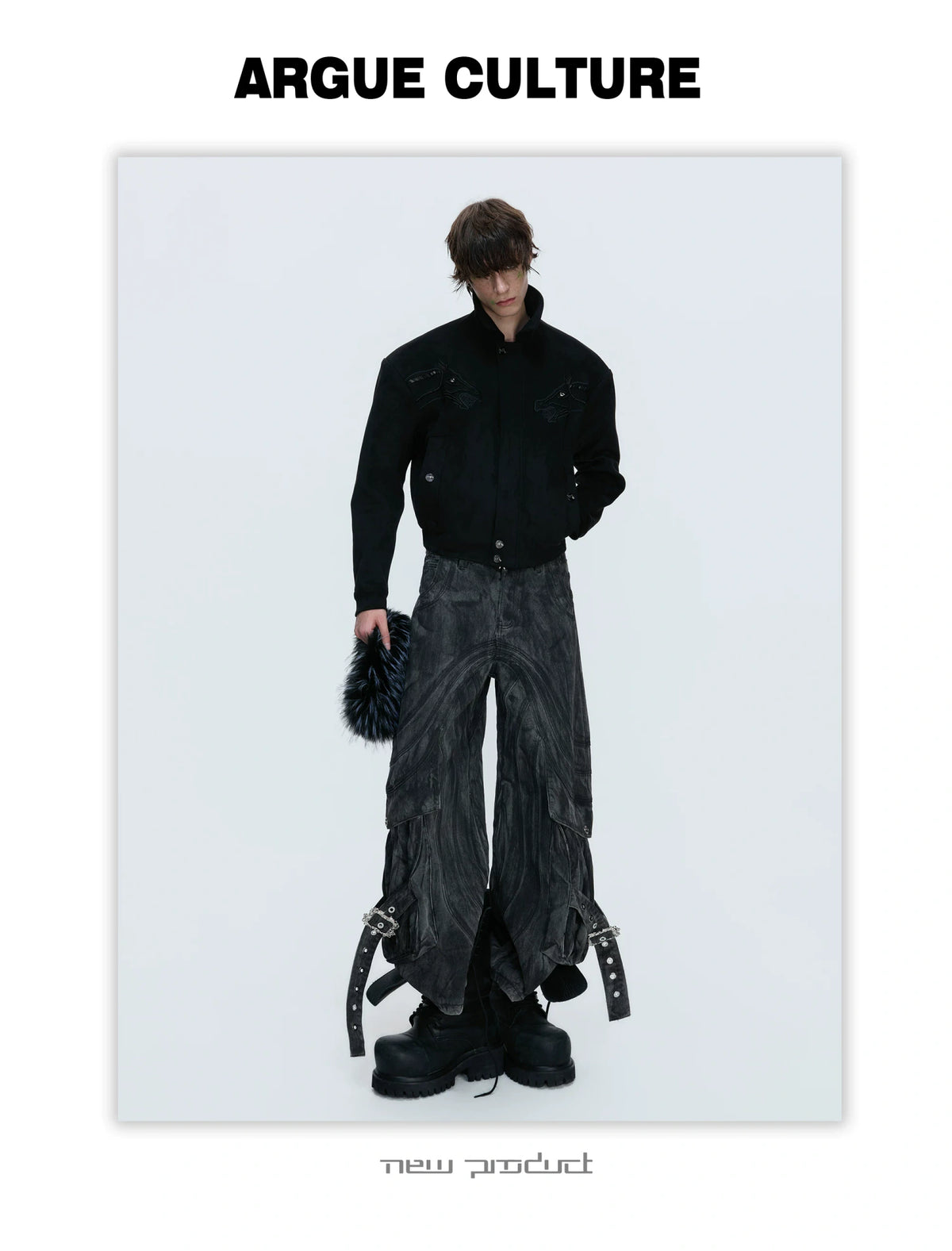 Cropped Suede Jacket with Detachable Faux Fur Collar - description image 5