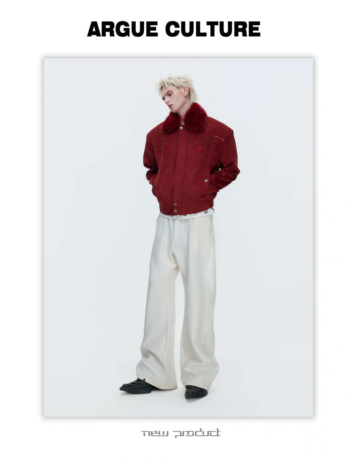Cropped Suede Jacket with Detachable Faux Fur Collar - description image 6