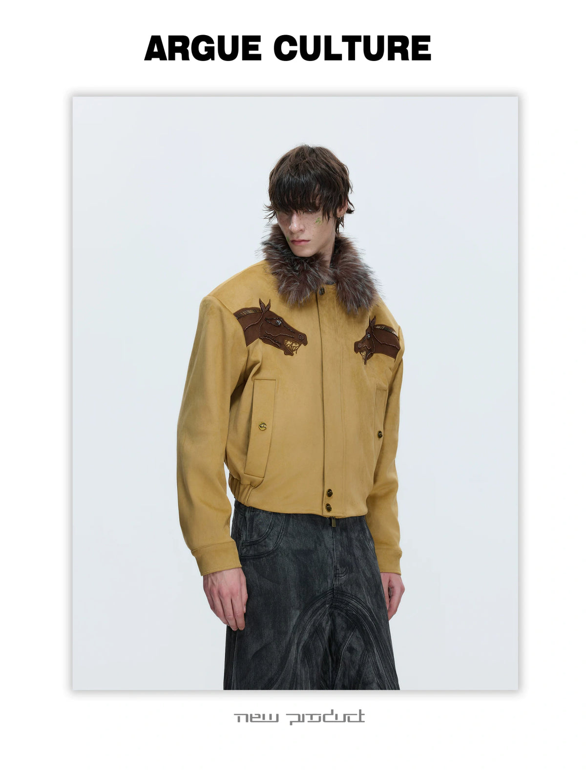Cropped Suede Jacket with Detachable Faux Fur Collar - description image 8