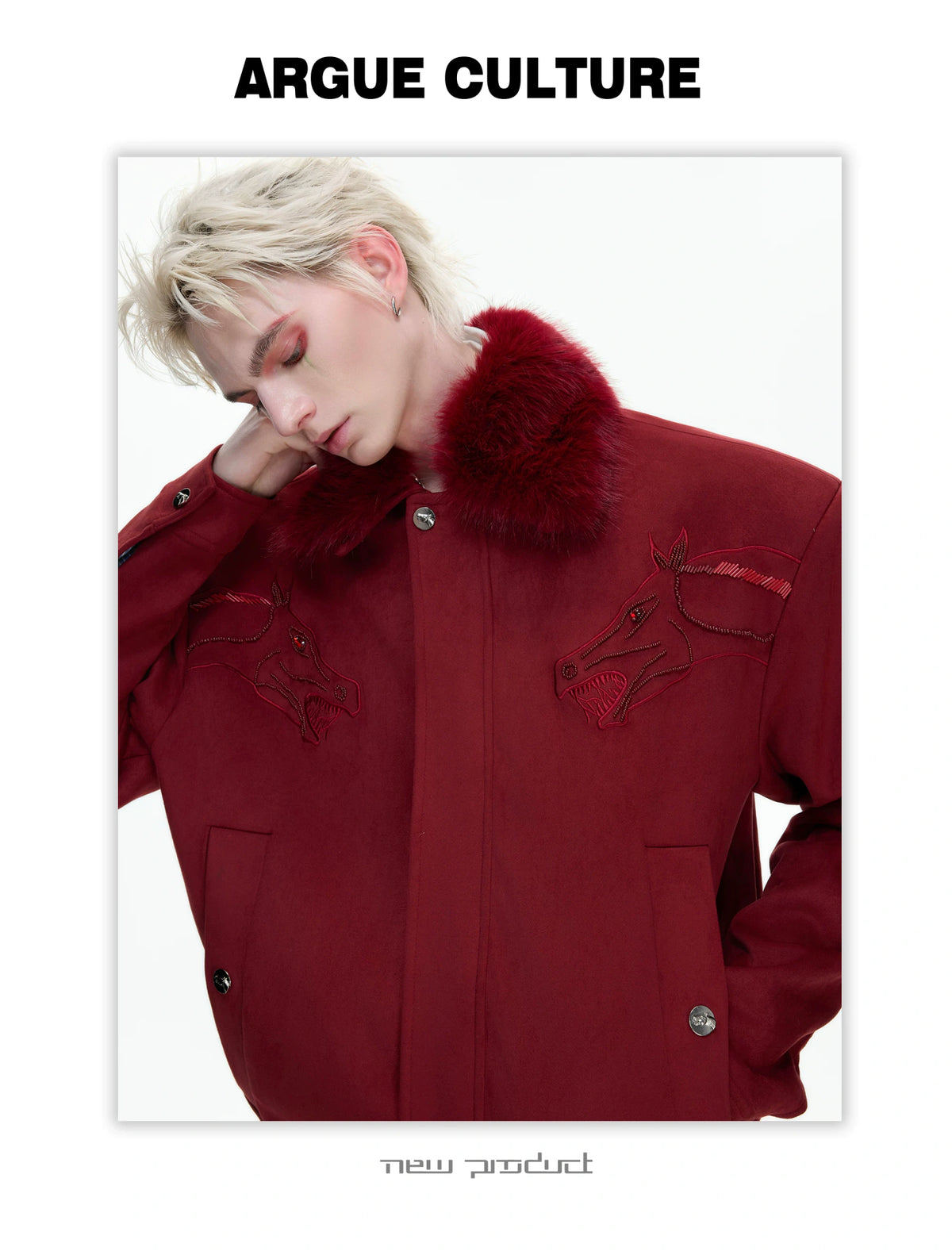 Cropped Suede Jacket with Detachable Faux Fur Collar - description image 14
