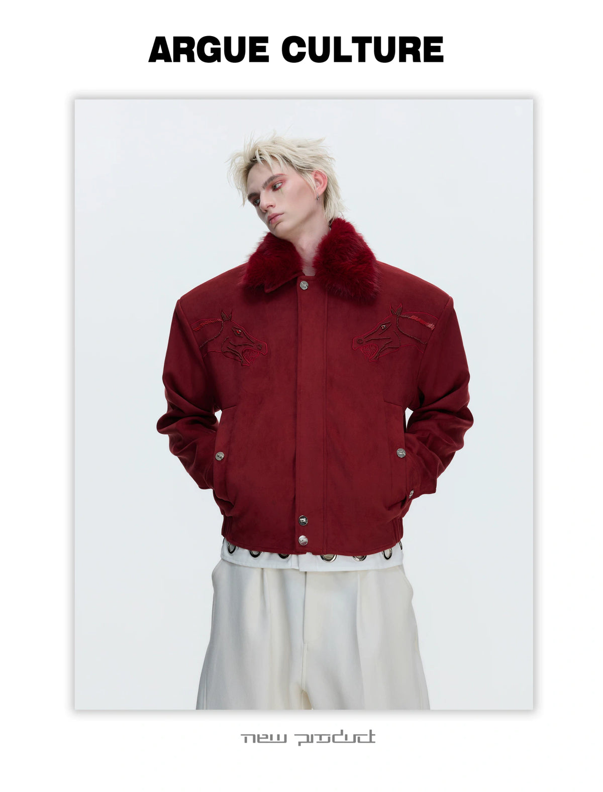 Cropped Suede Jacket with Detachable Faux Fur Collar - description image 16