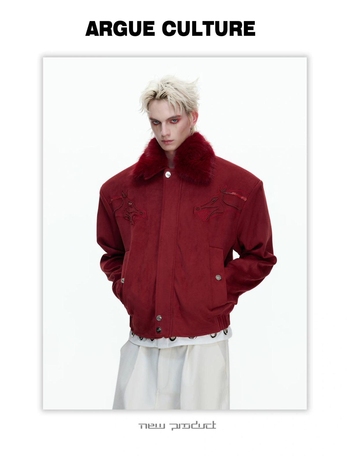 Cropped Suede Jacket with Detachable Faux Fur Collar - description image 18