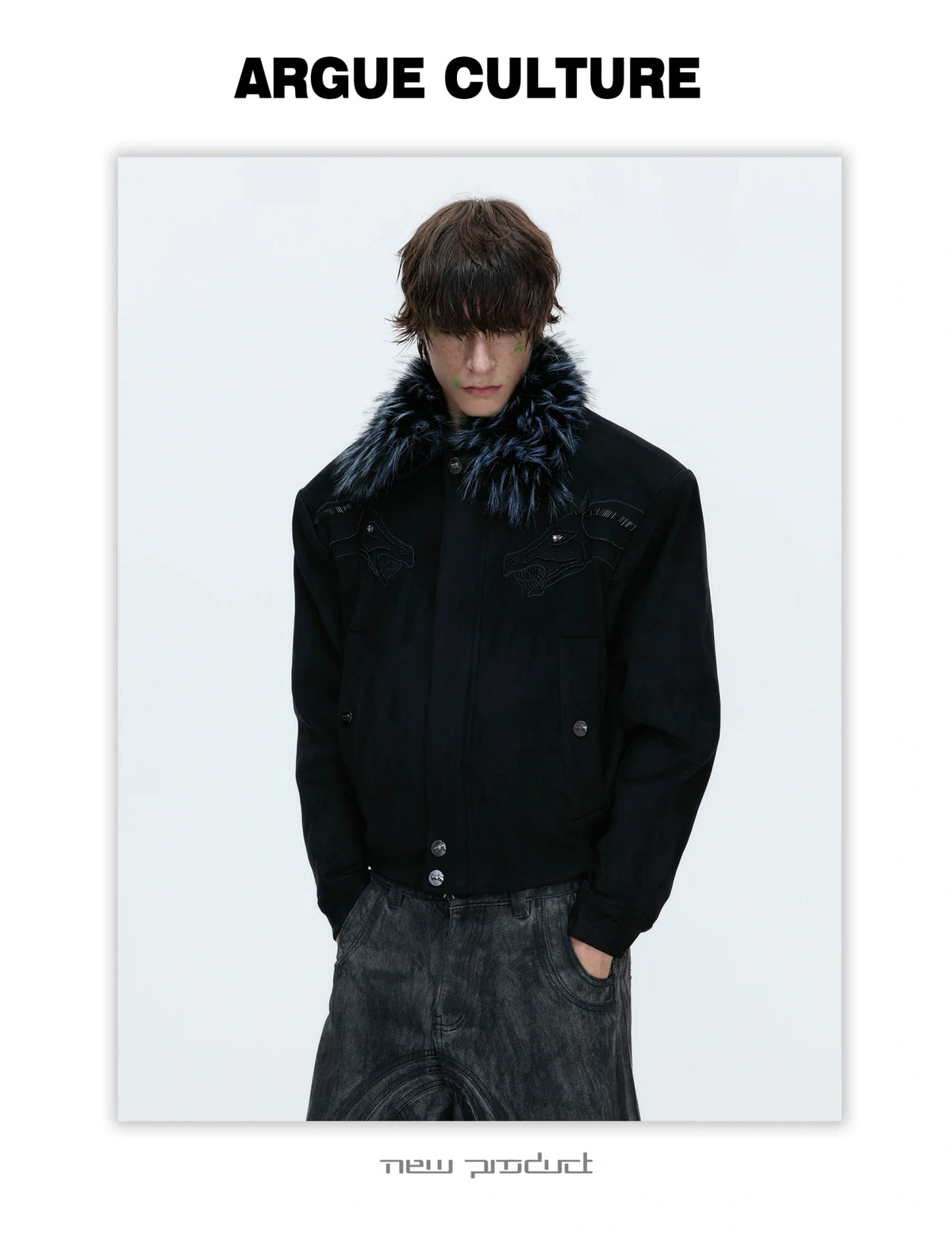 Cropped Suede Jacket with Detachable Faux Fur Collar - description image 20