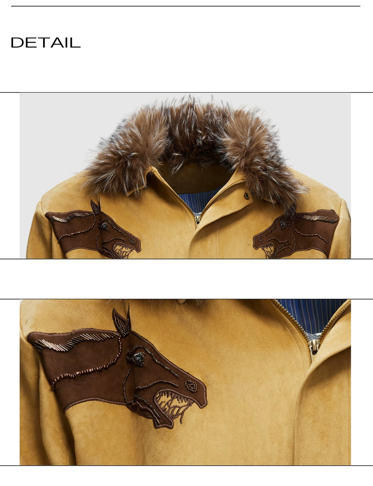 Cropped Suede Jacket with Detachable Faux Fur Collar - description image 22