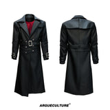 Long Black Faux Leather Trench Coat | Relaxed Fit - Black Coat