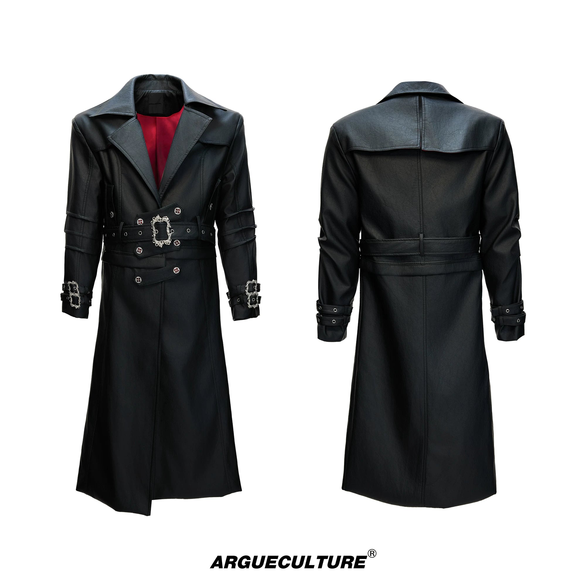 Long Black Faux Leather Trench Coat | Relaxed Fit - Black Coat