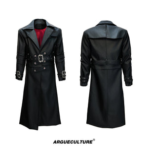 Long Black Faux Leather Trench Coat | Relaxed Fit - Black Coat