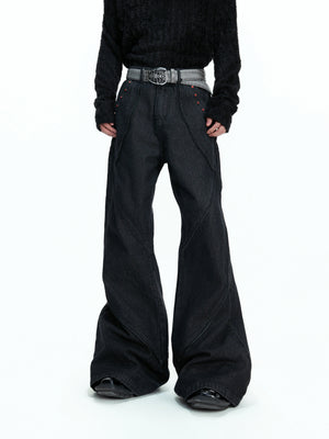 Washed Black Wide-Leg Jeans | Mid-Rise Streetwear - main image 1