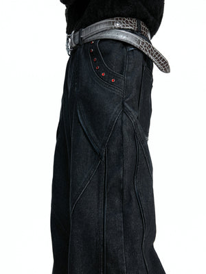 Washed Black Wide-Leg Jeans | Mid-Rise Streetwear - main image 3