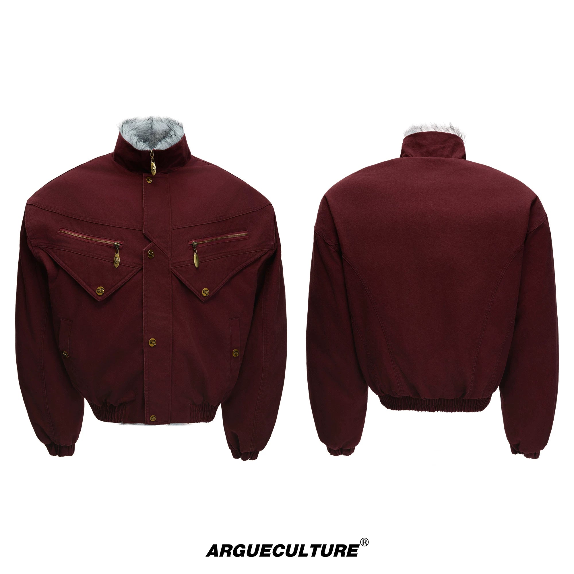 Washed Canvas Workwear Jacket | Relaxed Utility - Burgundy